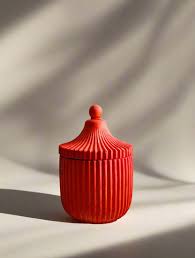 persimmon candle in jar with lid