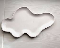 decorative tray for coffee table White abstract-shaped decorative organic shape tray
