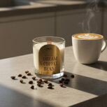 Coffee scented candle and coffee on a countertop