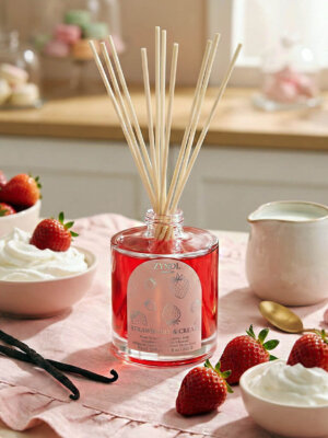 Strawberry cream fragrance with strawberries