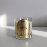 Candle with cedar, musk, and lavender