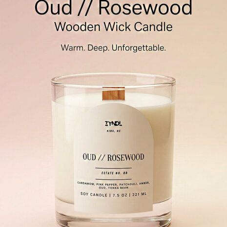 Oud scented candle Oud rosewood scented candle advertisement. Oud scented candle