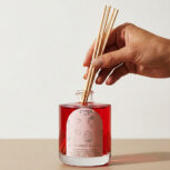 Hand placing reeds in diffuser
