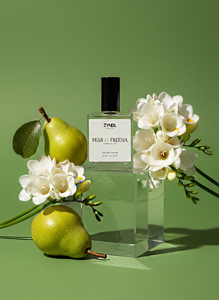 bottle of english pear and freesia parfum