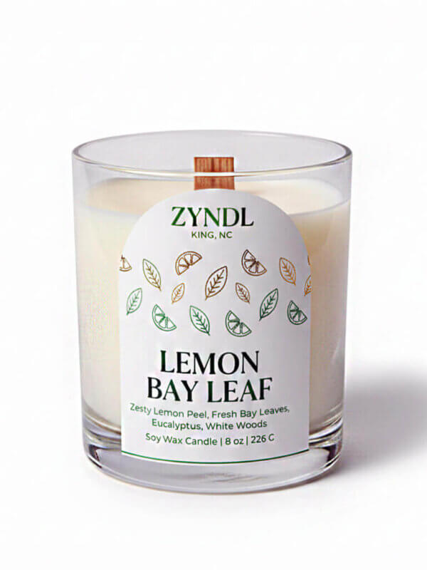 Soy candle with lemon bay leaf scent