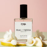 Perfume bottle with pear and freesia