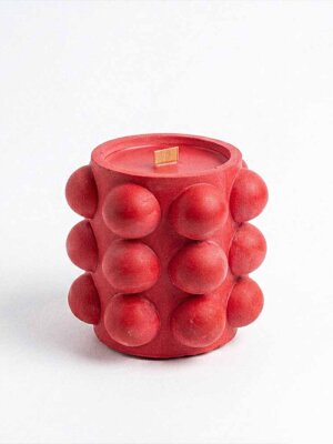 Dragon's Blood ritual candle with wood wick in red bubble jar — witchy home decor candle by Zyndl