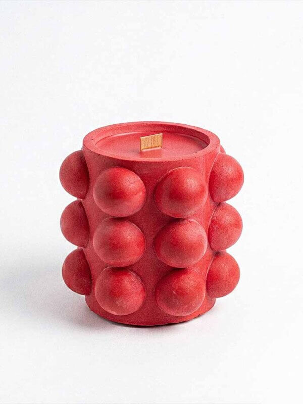 Dragon's Blood ritual candle with wood wick in red bubble jar — witchy home decor candle by Zyndl