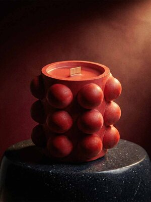 Luxury handmade Dragon's Blood candle — soy wax blend, wood wick crackle, vegan, 45-hour burn, made in King NC